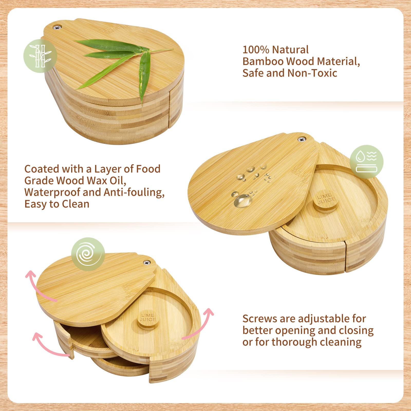 Margarita Salt Rimmer Set,1 Pack 3 Tier Bar Glass Rimmer Bamboo Wood Sugar Salt Box with Sponge,Bartender Tool for Cocktail and Margarita