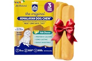 Himalayan Dog Chew Original Yak Cheese Dog Chews, The Better-For-You Chew, 100% Natural, Long Lasting, Healthy Safe Dog Treats, Lactose & Grain Free, Protein Rich, For Dogs 65 Lbs & Smaller, 3-Count