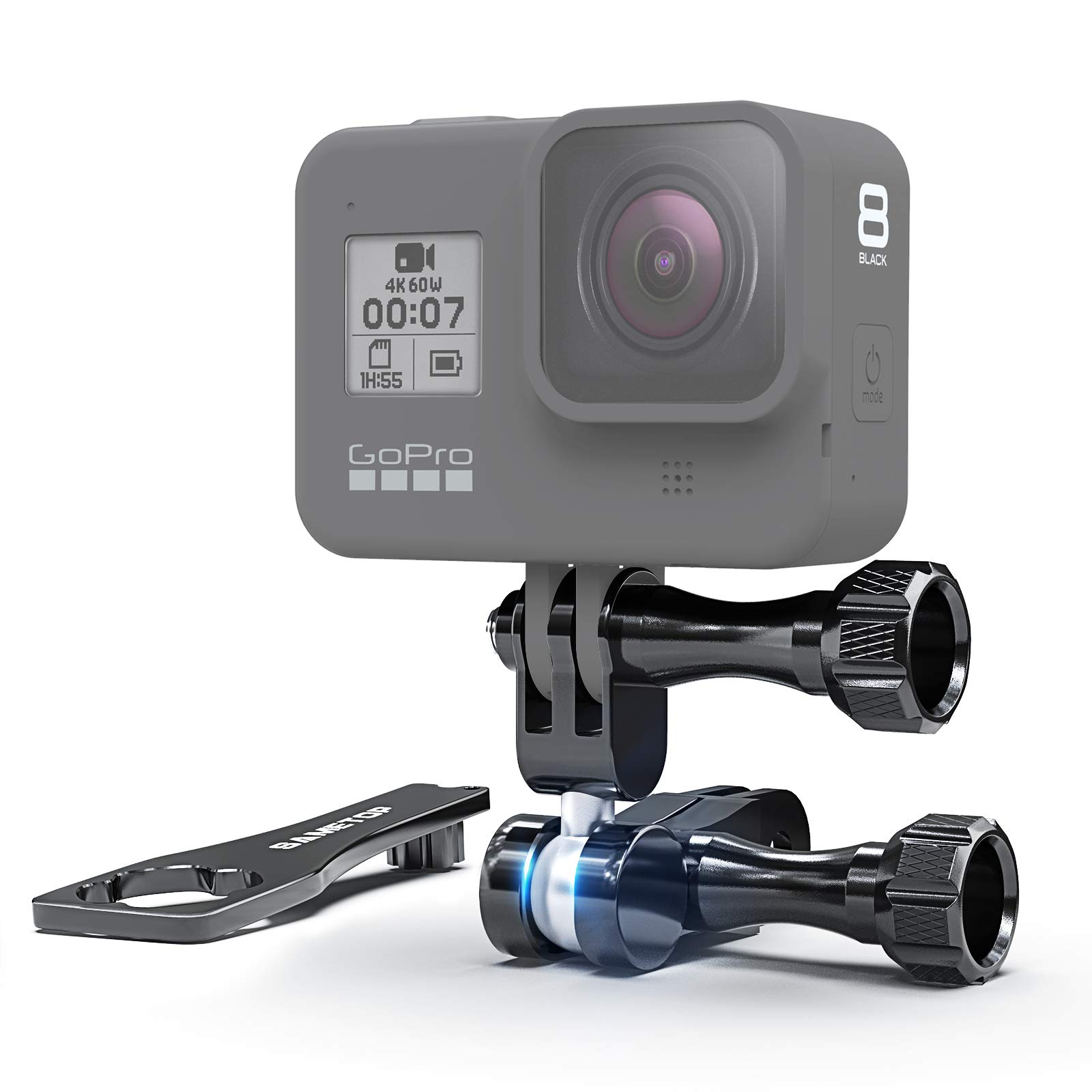 Sametop Aluminium Ball Joint Mount Swivel Arm Mount with Wrench Compatible with GoPro Hero 13, 12, 11, 10, 9, 8, 7, 6, 5, 4, Session, 3+, 3, 2, 1, Hero(2018), Fusion, Max, DJI Osmo Action Cameras