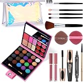 Makeup Set for Women Full Kit - 32 Colors Makeup Palette,5pcs Brushes Set, Mascara &amp; Stamp Liquid Eyeliner, Eyebrow Pen, 2pcs Matte Liquid Lipsticks, 2 Powder Puff, 1 Cosmetic Bag Makeup Gift Set