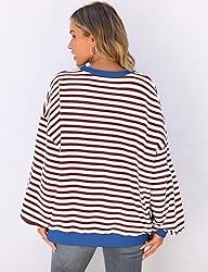 UEU Womens Oversized Colorblock Sweatshirt Casual