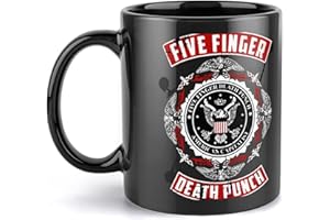 Coffee Mug Five Finger Death Punch Ceramic Tea Cup for Cocoa Cappuccino Latte Cereal Dishwasher 12OZ Black, Easy to Hold