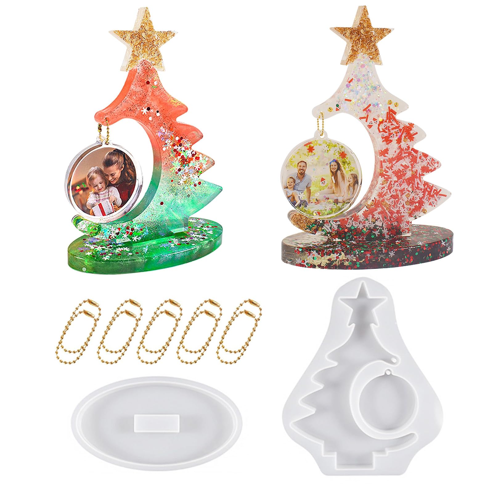 Bymivofun Christmas Tree Photo Frame Silicone Mould, Large 3D Christmas Tree Resin Moulds, for DIY Christmas Gifts, Home Table Decorations