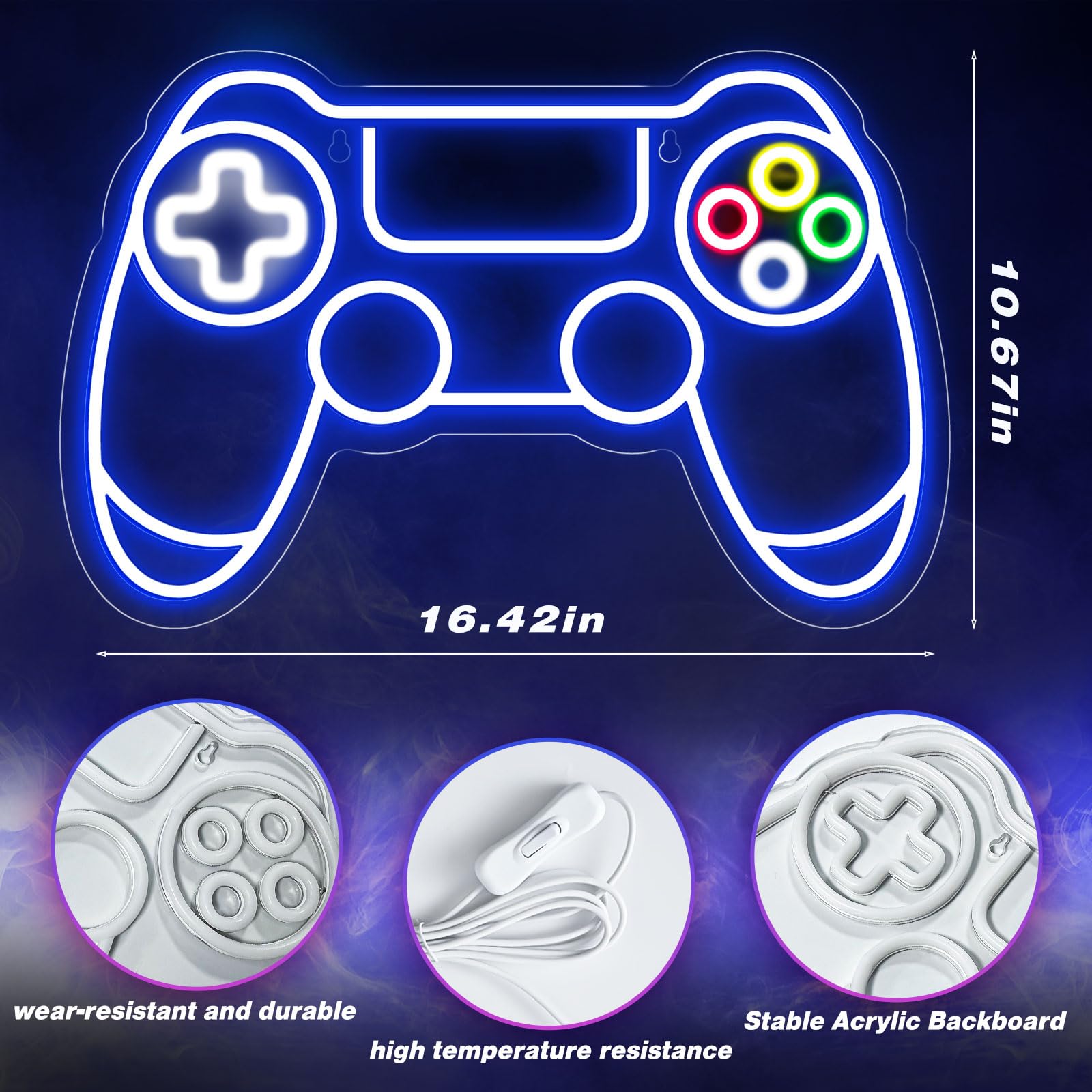 Gamer Neon Sign, Gamepad Shaped LED Neon Sign for Gamer Room Decor, Gaming Neon Sign for Boys Room Decor, Neon Gaming Sign for Gaming Wall Decor, USB Powered Gamer Gifts for Teens, Boys, Kids