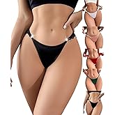 abandi Women's Satin Lace Thong Panties Silkly G-String Thongs Sexy Lace Underwear Shiny Tanga Briefs