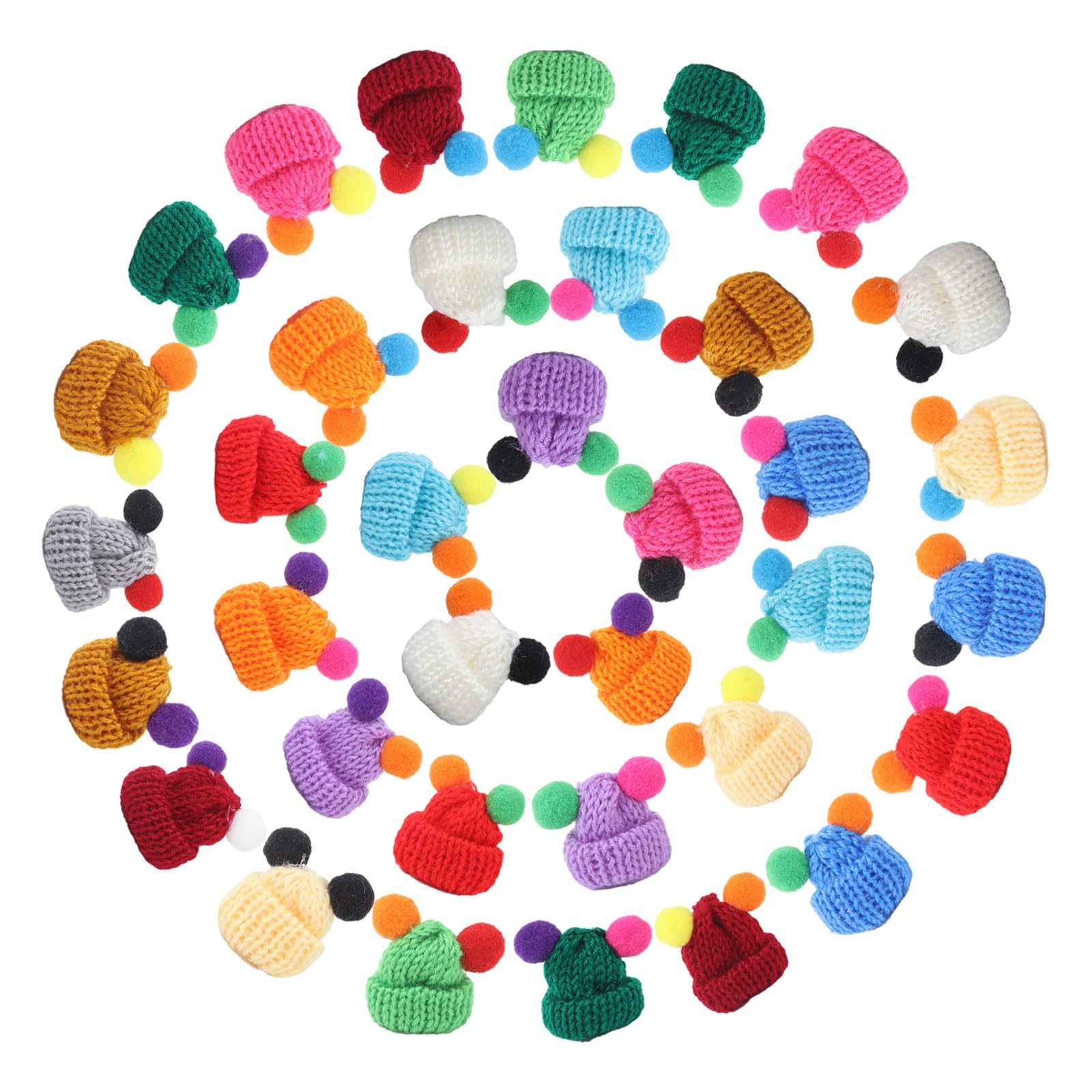 CHGCRAFT 52PCS Christmas Mini Knitting Hats Knitted Christmas Knitted Hat Jewelry Accessories Christmas Table Decorations DIY Craft Knitting Mini Hats for Jewelry Making Christmas Bottle Cover