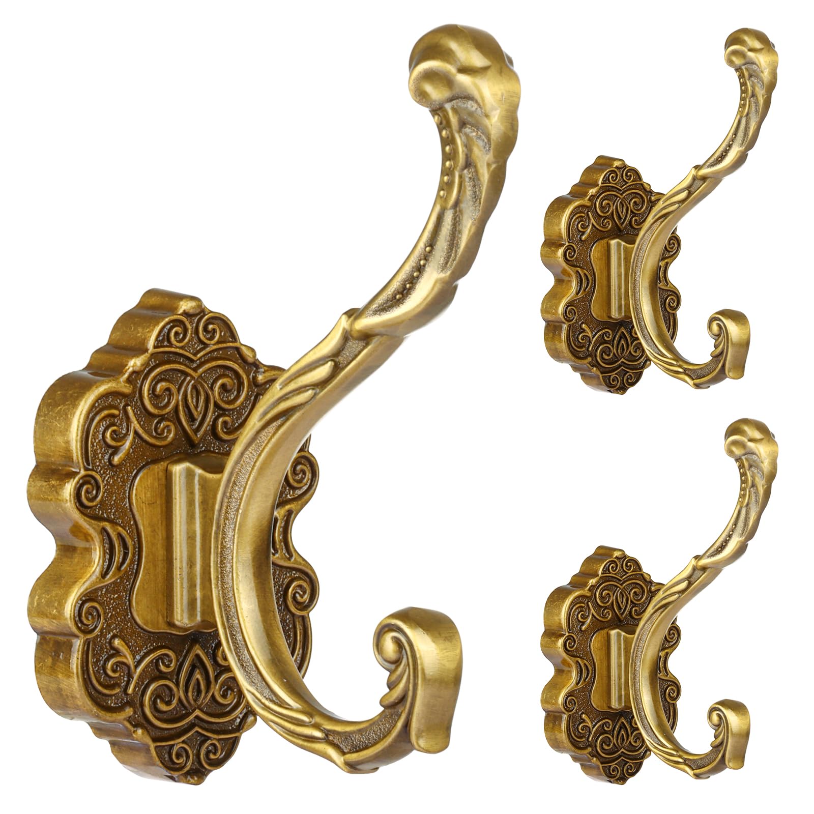 Photo 1 of Draupnir 3PCS Coat Hooks Wall Mount, Vintage Decorative Wall Hooks Antique Brass, Rust Resistant Wall Hooks for Hanging Coat,Towel,Key,Cloth,Hat