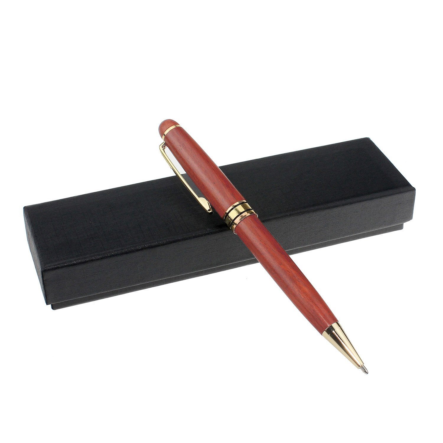 Ragetorc Luxury Ballpoint Wood Pen Set, Handcrafted Natural Rose Wood, Gold Trim, Hand Turned & with Black Gift box - Perfect Father’s Day gift & Novelty gift
