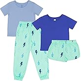 Fruit of the Loom girls Getaway Loose Fit 4-piece Pajama Set