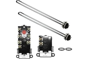 DROMIX EWH-01 Electric Water Heater Tune-Up Kit, Includes Two Water Heater Thermostats, Two Water Heater Heating Elements - 4500W 240V, T-O-D Style Thermostat, Water Heater Replacement Parts