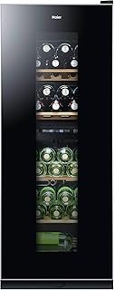 Haier WS46GDBE Weinkühlschrank/2 separate Kühlkreisläufe/127 cm Höhe/LED Display/UV-undurchlässige Glasscheibe/Anti-Vibrationskompressor/5 Edelholzablagen