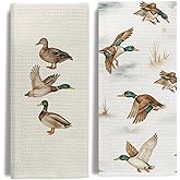 EKGJW Duck Lover Gifts Kitchen & Hand Towels for Bathroom Set of 2,Gifts for Mallard Duck Decor Dish & Tea Towels for Kitchen, 16x24 Inch