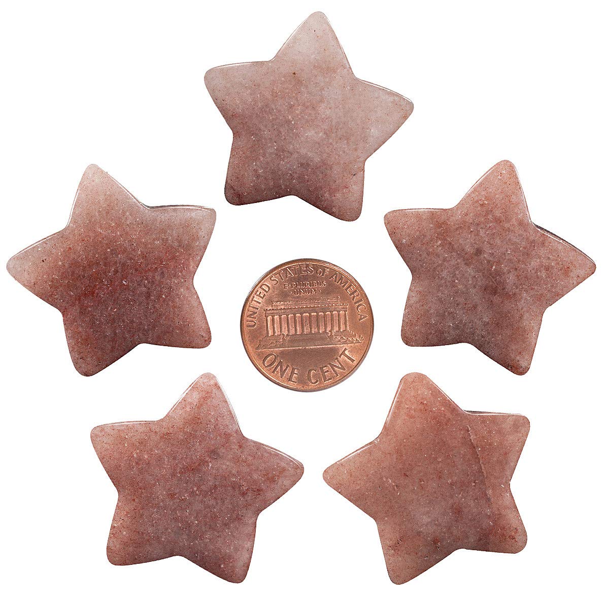 mookaitedecor Set of 5 Star Shape Healing Crystal Pocket Palm Stones, Polished Worry Stone for Reiki Chakra Balancing, Jewelry Making, Home Decoration, Strawberry Quartz