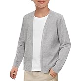 Haloumoning Boys School Uniform Cardigan Sweater Kids Knit Open Front Long Sleeve Outerwear 5-14 Years