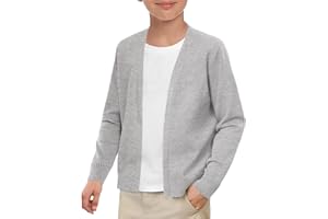 Haloumoning Boys School Uniform Cardigan Sweater Kids Knit Open Front Long Sleeve Outerwear 5-14 Years