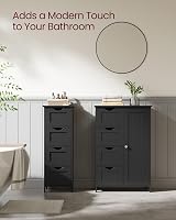 VASAGLE Bathroom Floor Storage Cabinet 4 Drawers 1 Door 30x55x82cm Ink Black view 8