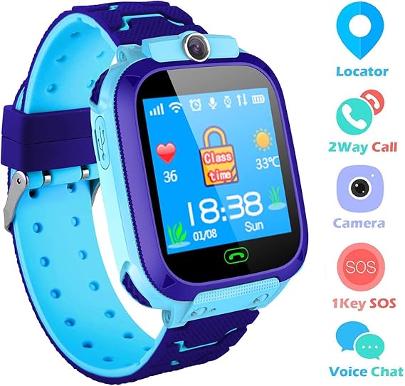 Kids Smartwatch,THEMOEMOE GPS Kids Tracker Samrt Watch with Camera Calls SOS Smart Watch for Kids Girls Boys(Blue)