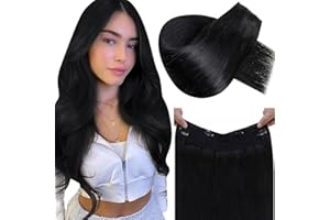 LaaVoo Wire Hair Extensions Human Hair Black Wire Human Hair Extensions Dark Black Human Hair Extensions Long Hair 20 Inch 10