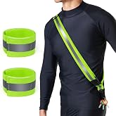 Reflective Sash for Night Walking, High Visibility Running Safety Gear with 2Pcs Reflective Armbands, Adjustable Cross-Body Reflective Belt for Men Women Kids, Essential Gear for Jogging Dog Walking