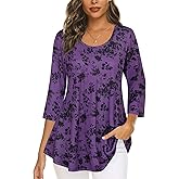Tencole 3/4 Sleeve Shirts for Women Dressy Tunic Tops Casual Wear with Floral