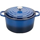 VORRINGARD Enameled Cast Iron Dutch Oven Pot with Lid, for Sourdough Bread Baking, Round Dutch Ovens, 4.5 Quart, Blue