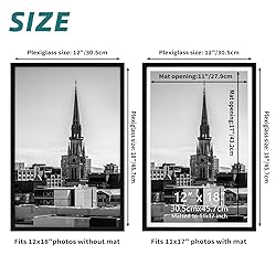 Hoikwo 12x18 Black Picture Frame, Display Pictures