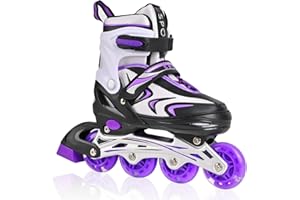 ZHUKAIKJ Kids Inline Skates for Boys and Girls, 4 Size Adjustable Inline Skates with All Light Up Wheels for Toddler Kids Beginner Outdoor Indoor Sport