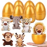 YUJUN 6pc Easter Eggs with Plush Animal Toys, Mini Stuffed Animals for Kids Party Favors, Basket Stuffers &amp; Egg Fillers