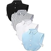 Syhood 4 Pcs Fake Collar Detachable False Dicky Collar Half Shirts Round for Women Outfits Halloween Costume Accessories