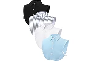 Syhood 4 Pcs Fake Collar Detachable False Dicky Collar Half Shirts Round for Women Outfits Halloween Costume Accessories