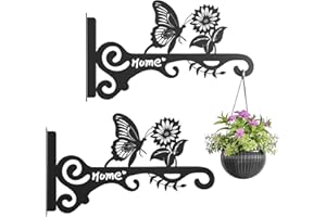 BBTFAA 10 Inch Metal Plant Hooks (2-Pack) - Decorative Wall Hangers with Butterfly Design for Indoor & Outdoor Use - Hanging Brackets for Plants, Flower Baskets, Bird Feeders - Patio, Garden, Home Decor
