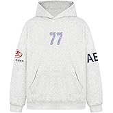 Aelfric Eden 77 Pattern Pullover Hoodie Number Print Embroidery Graphic Hooded Sweatshirt Unisex Casual Y2K Long Sleeve Tops