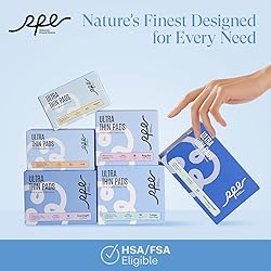 100% Large Organic Pads for Women, Ultra Thin Heavy