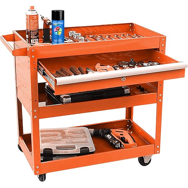 Folding Side Tray For Drawer Tool Cart, Orange