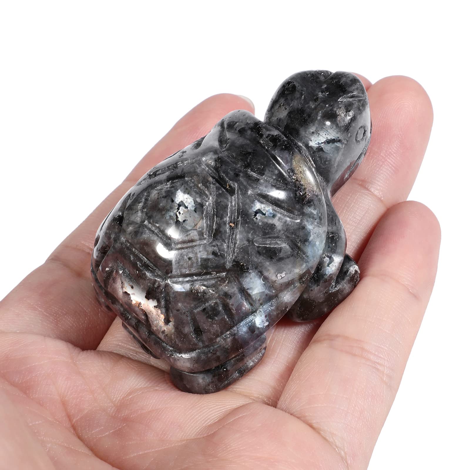 Loveliome Moonstone Turtle Crystal Statue, 2 Inches Natural Palm Healing Stone Carved Figurine Home Decor