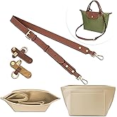 4 pcs PU Leather Bag Strap Conversion Kit and Felt Bag Organizer, CNYMANY Small Bag Shoulder Strap Replacement Set and Felt Purse Insert Organizer Compatible with Small Handbag - Brown Gold