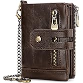 GAEKEAO Chain Wallets for Men - Bifold RFID Blocking Mens Wallet with Chain, High Security Leather Wallets with Coin Pocket