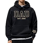 LullabyMall Custom Embroidered Dad Hoodie with Kids’ Names on Sleeve, Hoodie for Men, Gift for Dad, Fathers Day, Christmas
