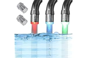 DOGXIONG 2 Package 3-Color Temperature Sensitive Gradient LED Water Faucet Light Water Stream Color Changing Faucet Tap Sink Faucet for Kitchen and Bathroom
