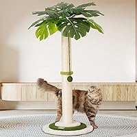 Meowoou Cat Scratching Post, Scratching Post with Hanging Ball and 35 inches Tall Cat Scratching Post with Sisal Rope for Ind