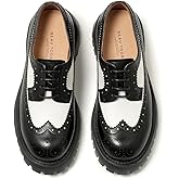BEAU TODAY Women's Oxfords, Platform Oxfords for Women, Comfort Wingtip Brogue Dress Shoes, Chunky Leather Oxford Shoes for Women, Casual Lace-up Business Office Work Shoes