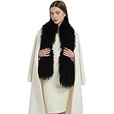 KIIMONBAJJ Luxury Mongolian Lamb Fur Scarf, Curly Wool Winter Collar, Long Plush Wrap