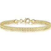 STREYANT Gold Bracelets for Women Non Tarnish Bracelets for Men Classical 4.6mm Wide Mesh Chain Gold Chain Bracelet Jewelry Presents for Women (6.5/7/7.5/8/9in)