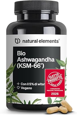 Bio Ashwagandha KSM-66 – Alto Dosaggio – 180 Capsule – Ashwagandha Bio Certificata – Capsule di Ashwagandha Polvere Estratta dalla Withania Somnifera – Eletto PRODOTTO DELL'ANNO 2026
