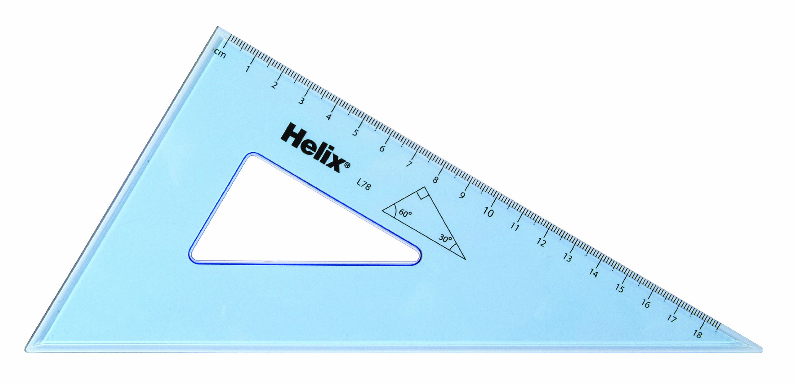 Helix 21cm 60 degree Set Square (Box of 25),Blue