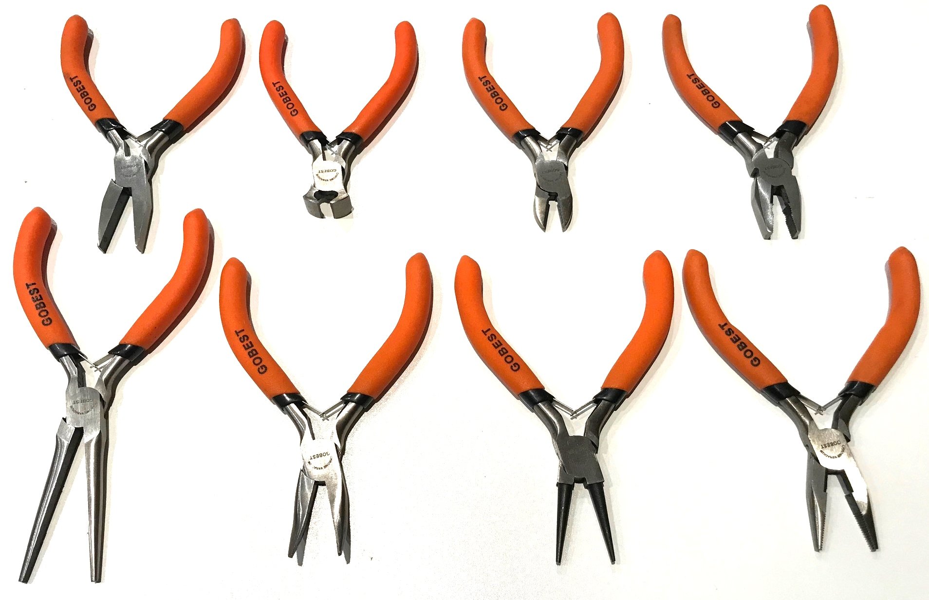 GOBEST Precision Mini Pliers Set 8 pcs, 125 mm Long, Soft Grip Handles (GB-0039)