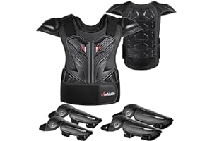 JUSTDOLIFE Dirt Bike Gear for Kids , 5 PCS Kids Dirt Bike Gear Motorcycle Armor Suit Youth Motocross Protective Gear for Boys Girls Chest Protector with Elbow Knee Pads for Biking