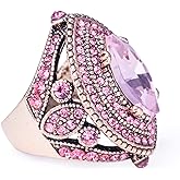CKHAO Women Ring - 32mm Turkish Style Pink Gemstone Vintage Ring Women Jewelry J0769PINK