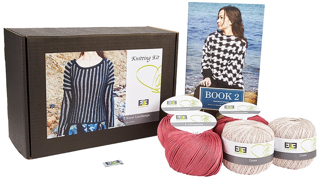 DesignEtte Knitting Kit Rural Landscape Linen/Cotton Pink/Rose XL/2XL