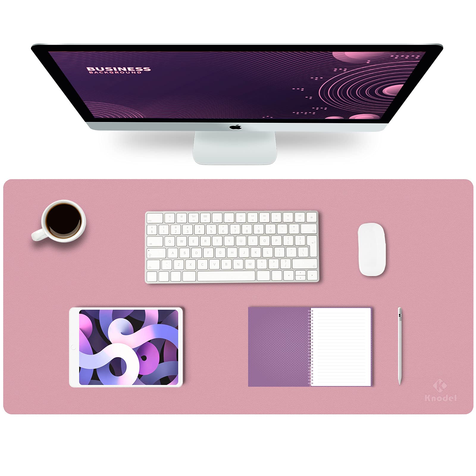 K KNODEL Large Office Leather Desk Mat, Mouse and Keyboard Pad, Computer and Laptop Mat, Desktop Protector and Cover, Writing Pad and Blotter (80x40cm, Purple)